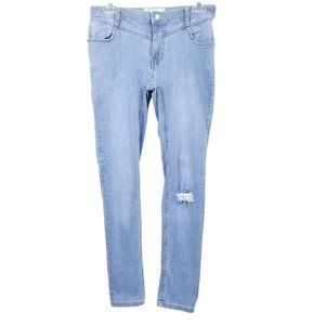 Free People Jeans Light Wash Skinny Distressed Stretch Blue Denim Women Size 27